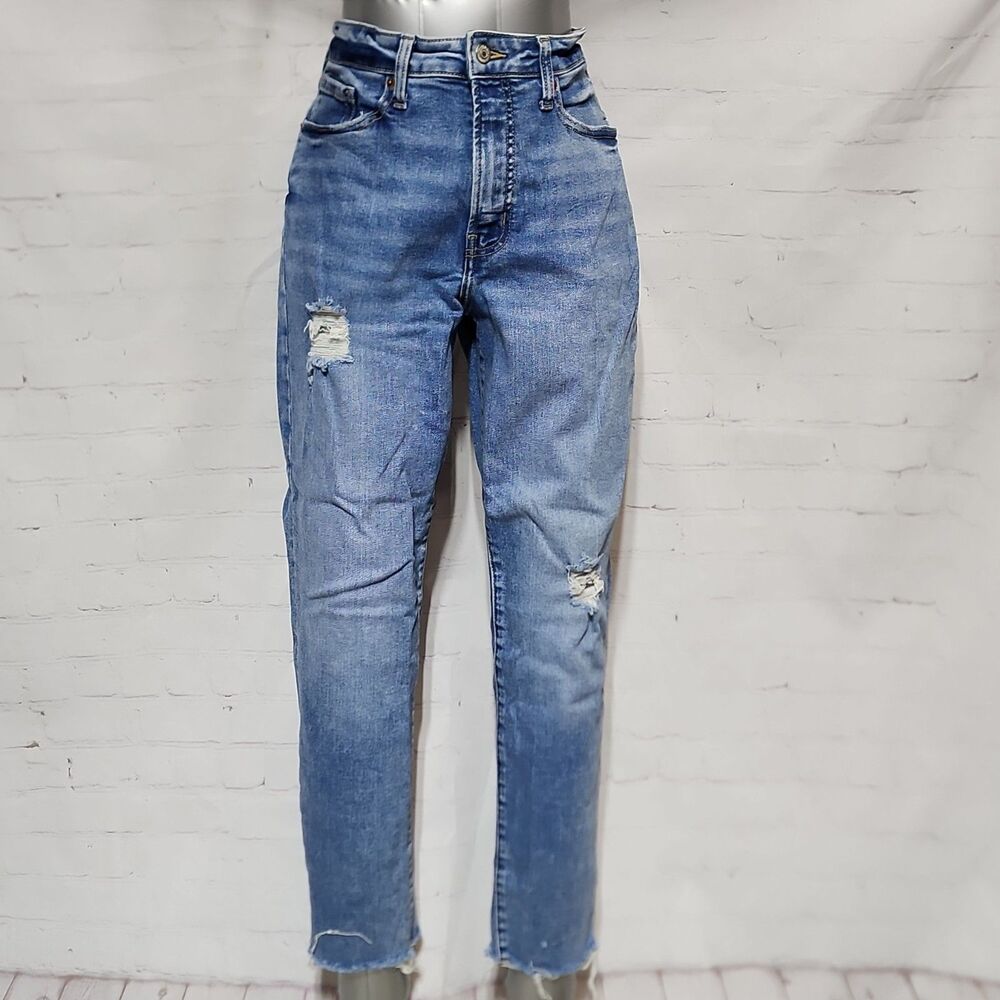 Old Navy High-Rise O.G. Straight Extra Stretch Distressed Jeans - Size 12